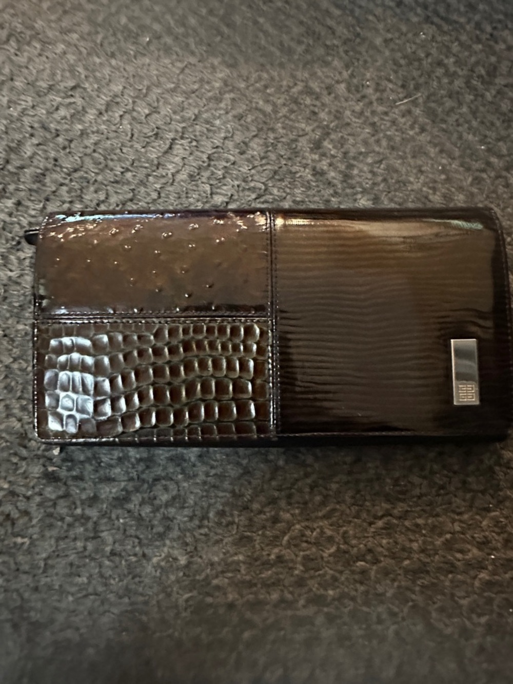 Givenchy Black/Brown Patchwork Leather Wallet with Mixed Textures